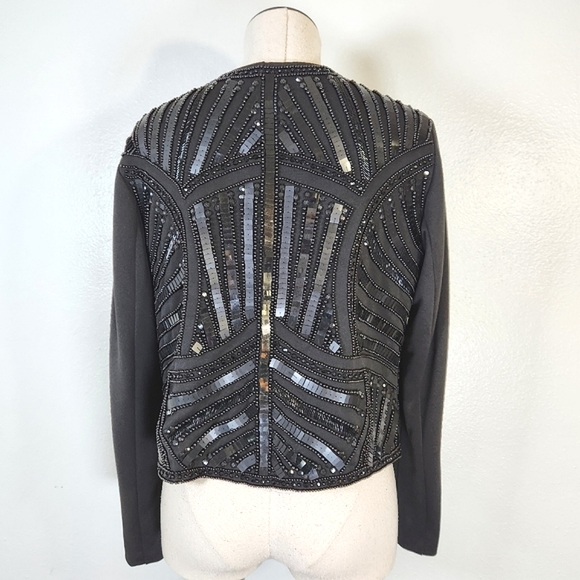CACHE Embellished Sequin & Beads Evening Dress Black Jacket Medium - Picture 5 of 16